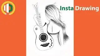 Beautiful Girl Playing Guitar - Pencil sketch Tutorial for beginners ||  girl with guitar drawing