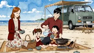 Family road trip overnight in the car during rainy season 🚐 Cozy Anime Ambience 梅雨のドライブ