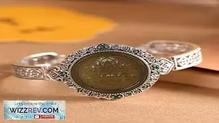 S925 Inlaid Yellow Wealth God Hetian Green Jade Elegant Women'S Silver Bracelet