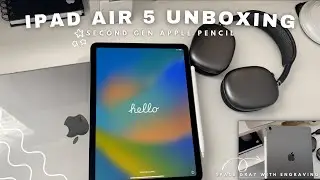 NEW iPad Air 2022 M1 Unboxing ✨aesthetic + minimalistic ✨  [Space Gray] +Apple Pencil 2
