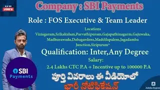 SBI Payments | FOS Executive & Team Leader | Age: 18-30 | Jobs 2024 Update | @Y.v-r5w