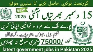 Latest government December jobs 2025 ۔ New jobs 2025 in pakistan۔Latest jobs in Pakistan 2025 today