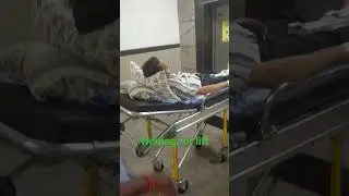 Emergency patient in stature waiting for lift
