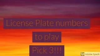 License Plate numbers to play for the Pick 3!!!