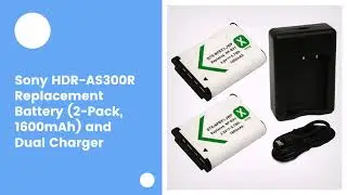 Sony HDR-AS300R Replacement Battery (2-Pack, 1600mAh) and Dual Charger