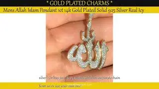 Mens Allah Islam Pendant 1ct 14k Gold Plated Solid 925 Silver Real Icy