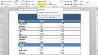 Word Tips (Merge Cells, Split Cells, Split Table)