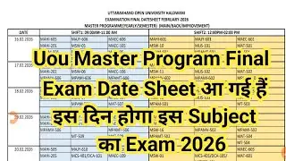 Uou MA Exam Date Sheet 2026 | Uou Admit Card 2026 | Uou MA Final Date Sheet 2026