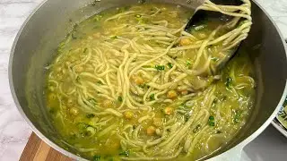 Афганский пепельный летний суп с домашней лапшой آش خانگی رشته ساده برای روزهای بهاری