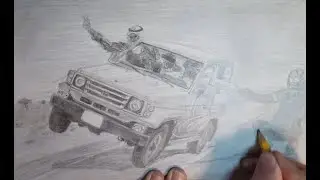 Toyota Land Cruiser J70 - Crazy Arab Two Wheeling - Pencil Draw #4