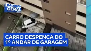 Carro despenca do primeiro andar de garagem de pr&eacute;dio no ABC paulista