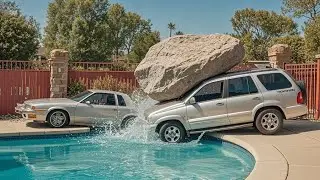 Karen Hurls 100KG Boulder at HOA Car&mdash;Chaos at the Pool!