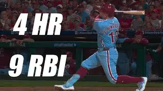 Kyle Schwarber Hits 4 Home Runs vs Braves! (full at-bats)