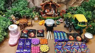 Miniature Dark Fantasy Chocolate Biscuit & Dairy milk Chocolate Cake | Gems and Perk Cake Recipe 