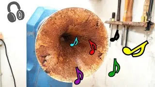 Woodturning log to speaker 【職人技】丸太からスマホ用のスピーカーを作る