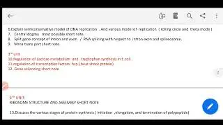 B.Sc Molecular biology important question || biogyan