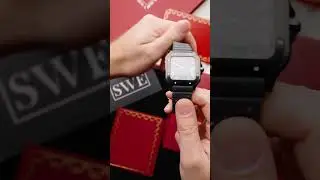 Cartier Santos Black Dial Rubber Strap Steel Mens Watch WSSA0039 l SwissWatchExpo