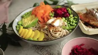 Soba noodles salad with sea bream