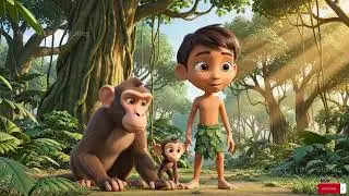 Jungle Boy Saves Baby Monkey 🐒 | Tarzan-Type Jungle Story for Kids | 3D Cartoon