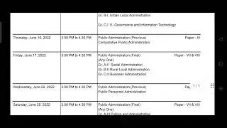 MGSU M.A. Public Administration time table 2022 ||