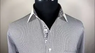 Black Houndstooth WInchester Single Cuffs Formal Business Dress Shirt