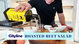 A roasted beet salad with creamy yogurt dressing
