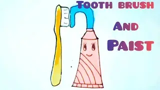 How to draw tooth brush and tooth paste || A cute paste and brush drawing