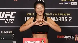 Wu Yanan and Lucie Pudilov&aacute; - Official Weigh-ins - (UFC 278: Usman vs. Edwards 2) - /r/WMMA