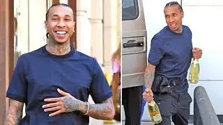 Tyga Gives The Paparazzi Champagne After He's Asked If He's Happy For Ex Kylie Jenner