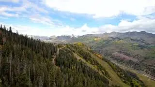 Solo hiking in Colorado in fall mountain scenery 