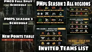PMPL Season 2 Invited Teams-list All Regions |PMCO Fall Split | New Points table for PMCO/PMPL