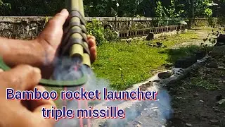 Bamboo rocket launcher triple missille #diy#bamboo #homemade