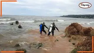 KUTOKA BUKOBA: WAZAMIAJI WAZAMIA KUTAFUTA MASALIA MBALI MBALI KATIKA ENEO LA AJALI YA NDEGE.