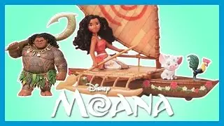 DISNEY PRINCESS MOANA Starlight Canoe and Friends(Pua and Hei Hei) Toy review | EllieBellyToys