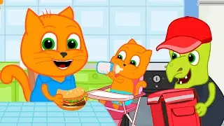 Cats Family in English - Witch gives out fast food Cartoon for Kids