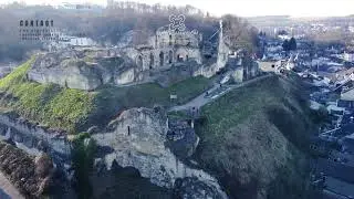 Birds Eye View Above Castle Ruins Valkenburg [4K]