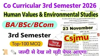 co curricular 3rd semester csjmu | human values and environmental studies ba 3rd semester csjmu 2026