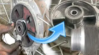 The bike's wheel drum broke where the bearing was attached. The mechanic repaired the new one.