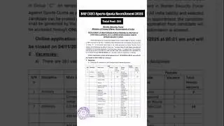 BSF (GD) Sports Quota Recruitment 2025