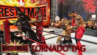 The Usos Vs Sami Zayn & Kevin Owens tornado tag team Action Figure Match!! AWU WRESTLEMANIA