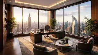Smooth Jazz in a Penthouse Corner Office | 2 Hours of Focus, Work & Relaxation