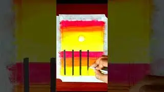 Beautiful sunrise scenery drawing #scenery #drawing #youtubeshorts #viralvideo #viral