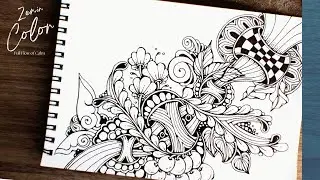 Zentangle in Black Ink Only  Relaxing Line Art & Meditative Drawing  Zentangle Inspired Art