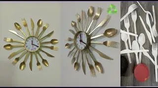 hacer un reloj para la cocina hermoso FACIL Y BARATO usando cubiertos desechables