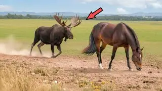 The horse saw the moose and did this... 60 CRAZY Moments of Wild Animals in Nature