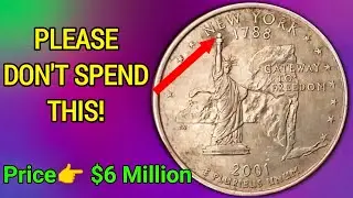 25-центовая монета Нью-Йорка 2001 года стоимостью 6 миллионов долларов?! Редкая монета с ошибкой,...