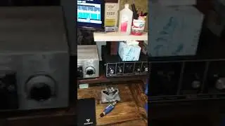 I built a shelf for my ham radio desk