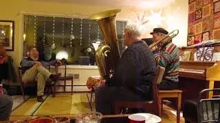 Brass Band Performing Christmas Music at a Winter Solstice Party, December 22, 2017