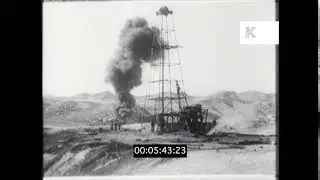 1910s Oil Rig on Fire, HD from 16mm