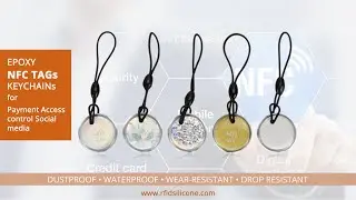 Fully Epoxy NFC Tag Keychain Shiny 13.6MHz NTAG213/216 Social Media NFC cards with Elastic Rope